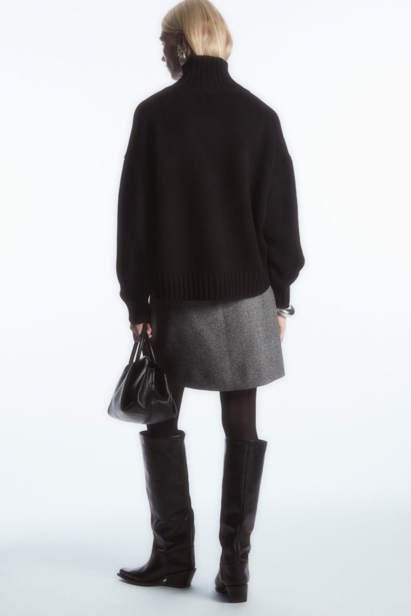 Dámské Sukně COS Vlna-Jacquard Mini Černé Bílé | ZKJO-90172