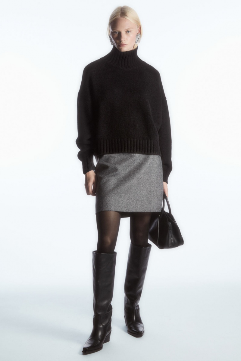 Dámské Sukně COS Vlna-Jacquard Mini Černé Bílé | ZKJO-90172