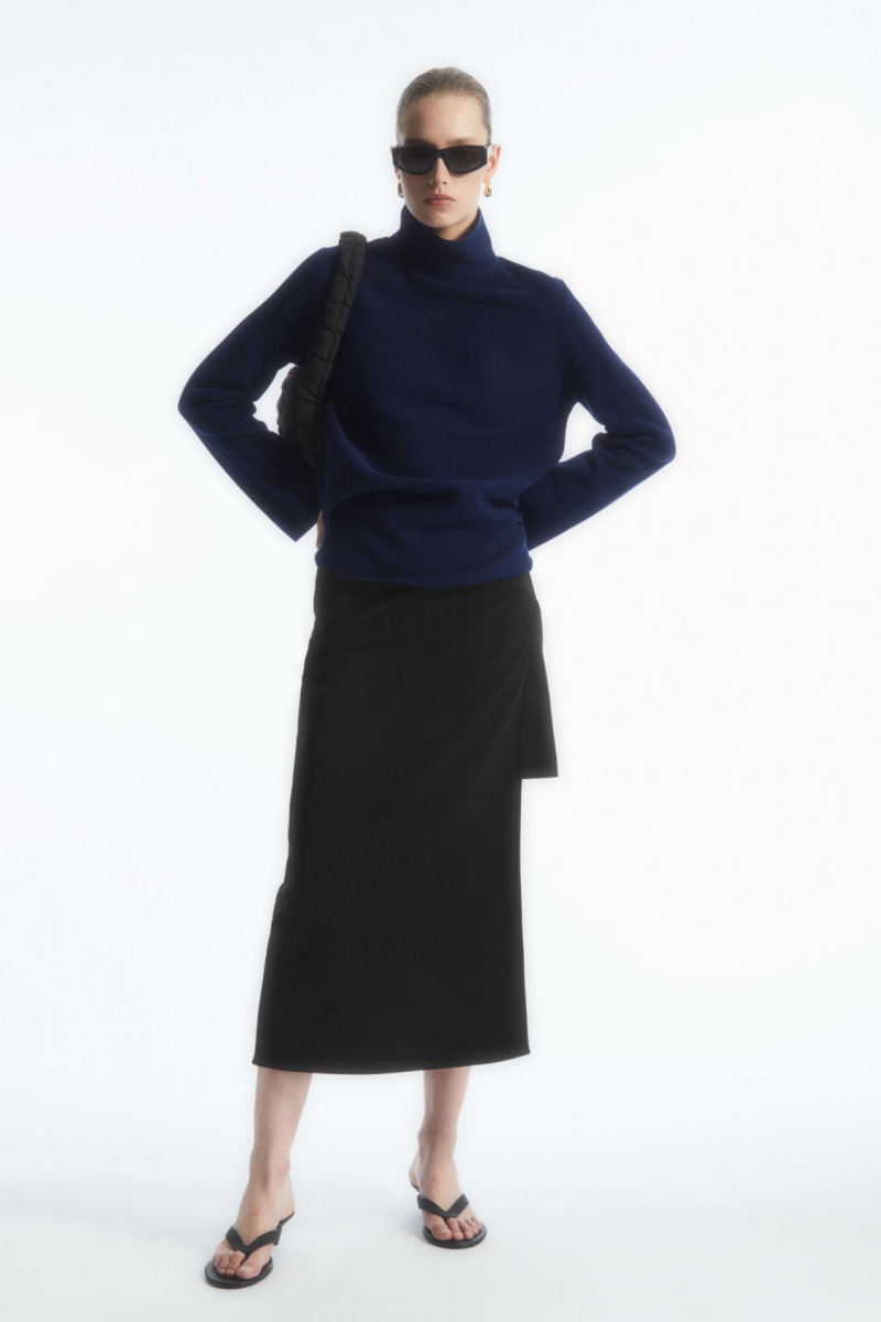 Dámské Svetry COS A-Line Funnel-Neck Top Tmavě Blankyt | WIUR-89617