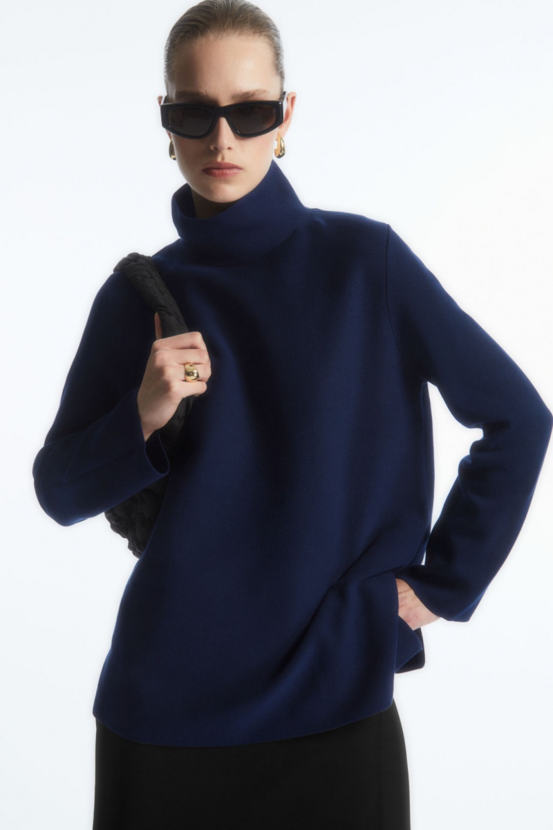 Dámské Svetry COS A-Line Funnel-Neck Top Tmavě Blankyt | WIUR-89617