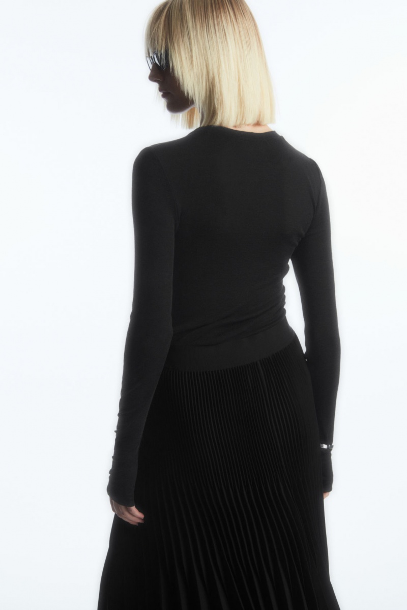 Dámské Svetry COS Crew-Neck Merino Vlna Top Černé | YFGM-76490