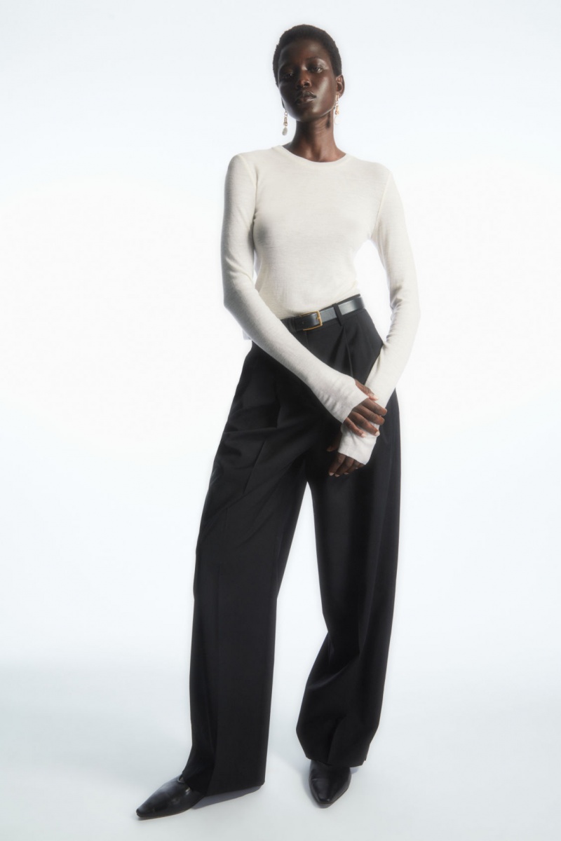 Dámské Svetry COS Crew-Neck Merino Vlna Top Bílé | QTXY-27631