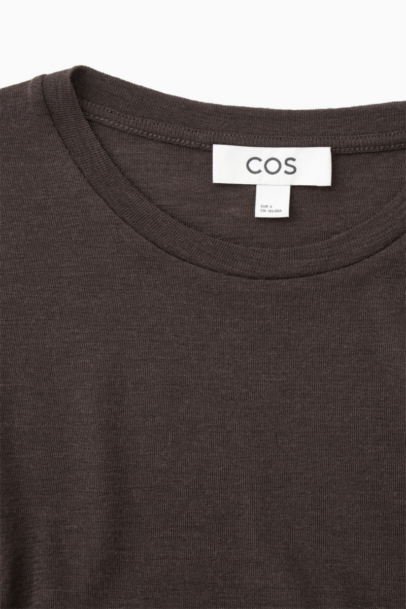 Dámské Svetry COS Crew-Neck Merino Vlna Top Tmavě Hnědé | EGAS-48697