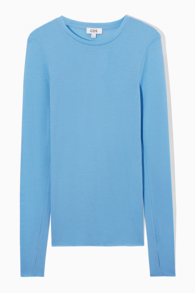 Dámské Svetry COS Crew-Neck Merino Vlna Top Světle Blankyt | GUER-85964