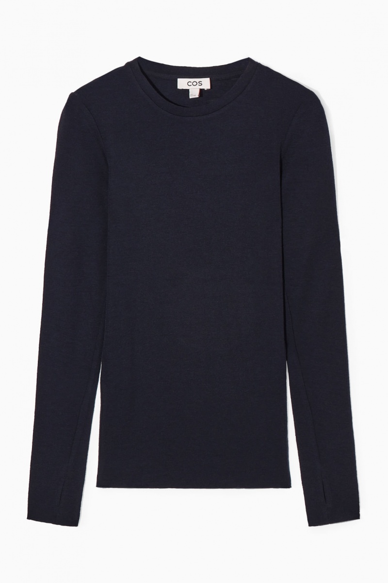 Dámské Svetry COS Crew-Neck Merino Vlna Top Tmavě Blankyt | FKTZ-40297