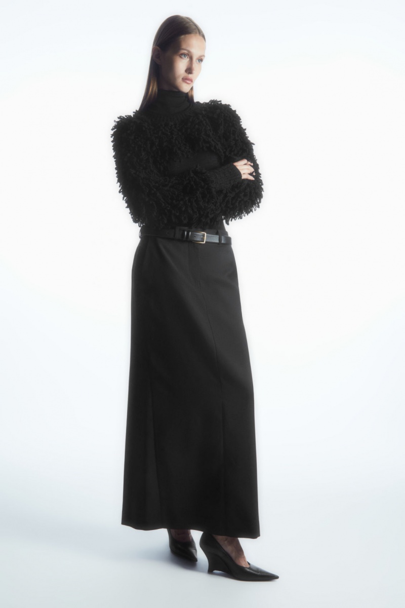 Dámské Svetry COS Cropped Loop-Knit Vlna Hybridní Černé | ZHDB-70583