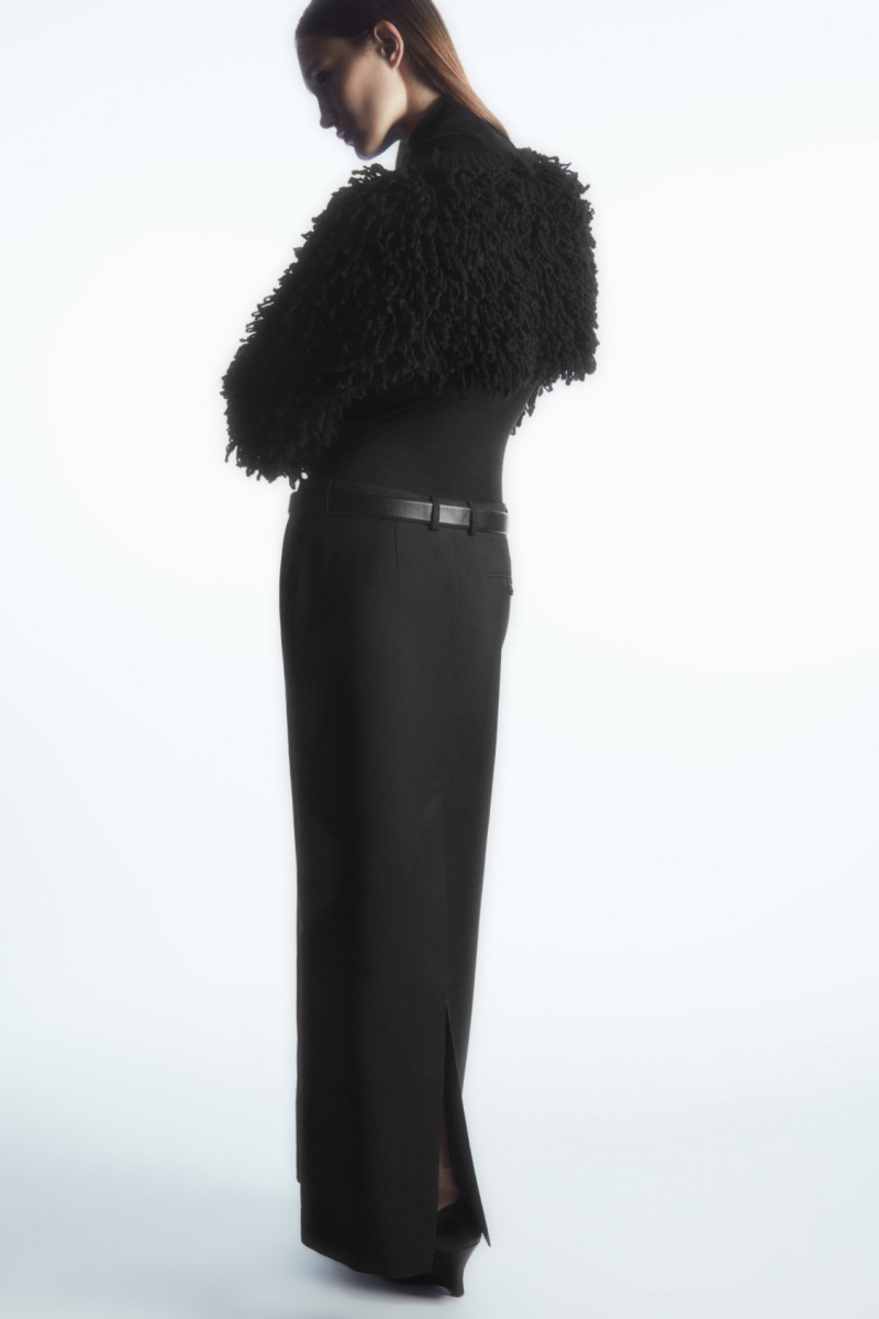 Dámské Svetry COS Cropped Loop-Knit Vlna Hybridní Černé | ZHDB-70583