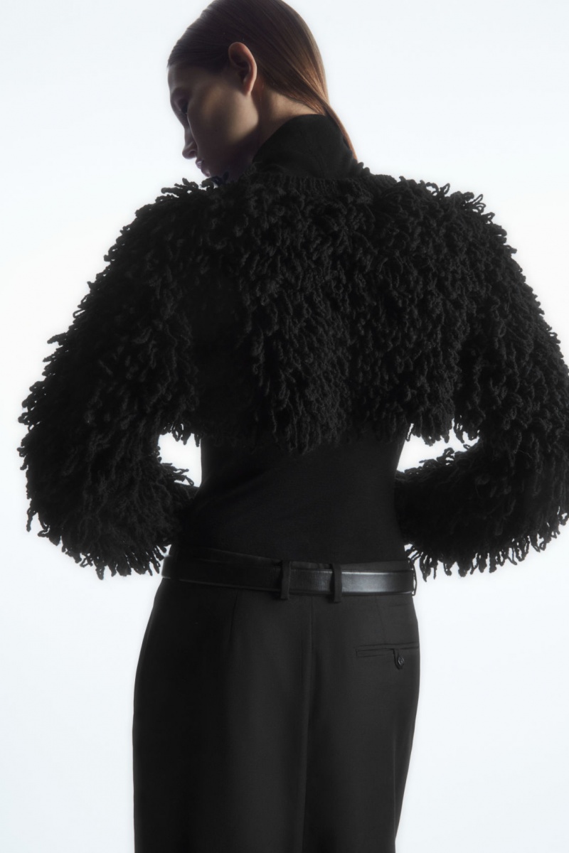 Dámské Svetry COS Cropped Loop-Knit Vlna Hybridní Černé | ZHDB-70583