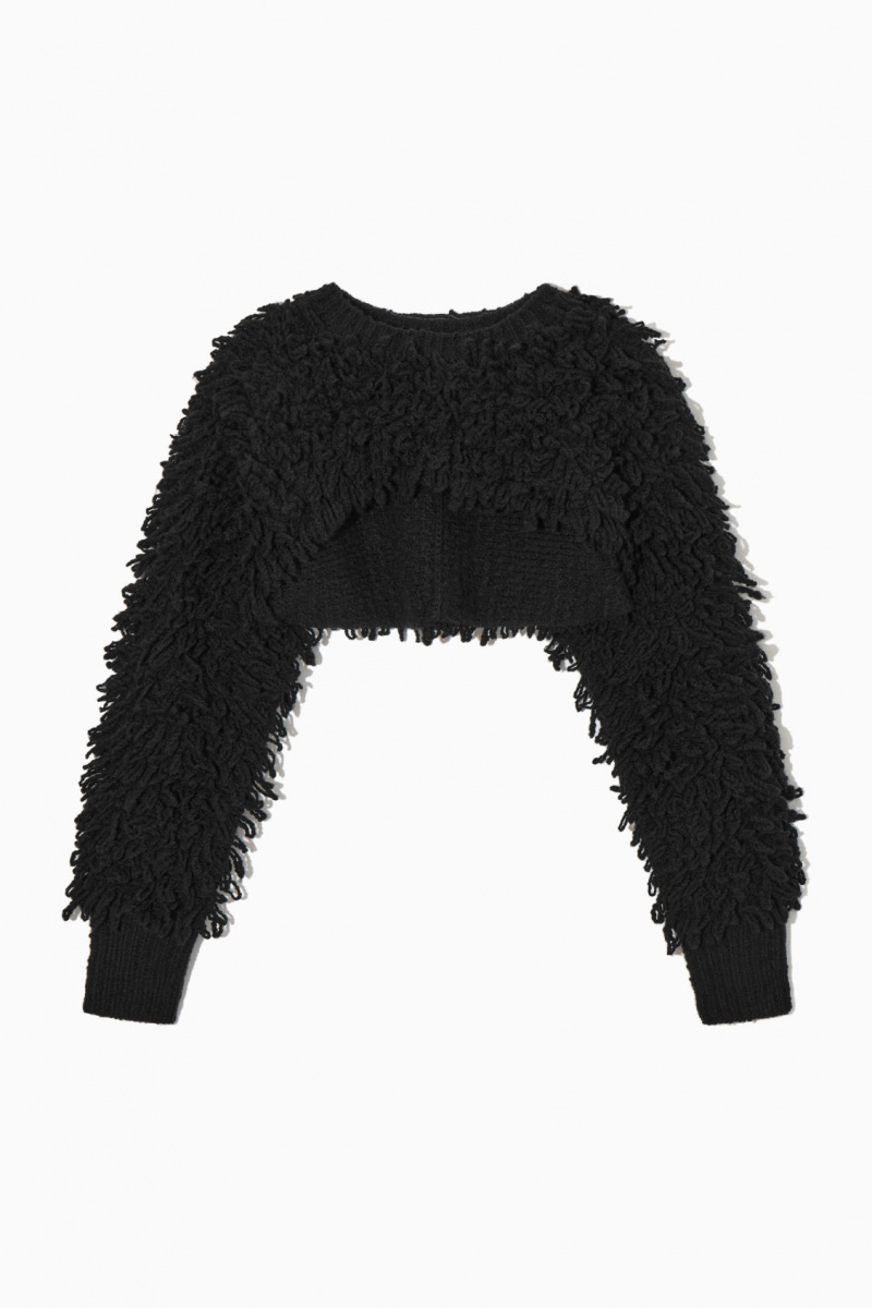 Dámské Svetry COS Cropped Loop-Knit Vlna Hybridní Černé | ZHDB-70583