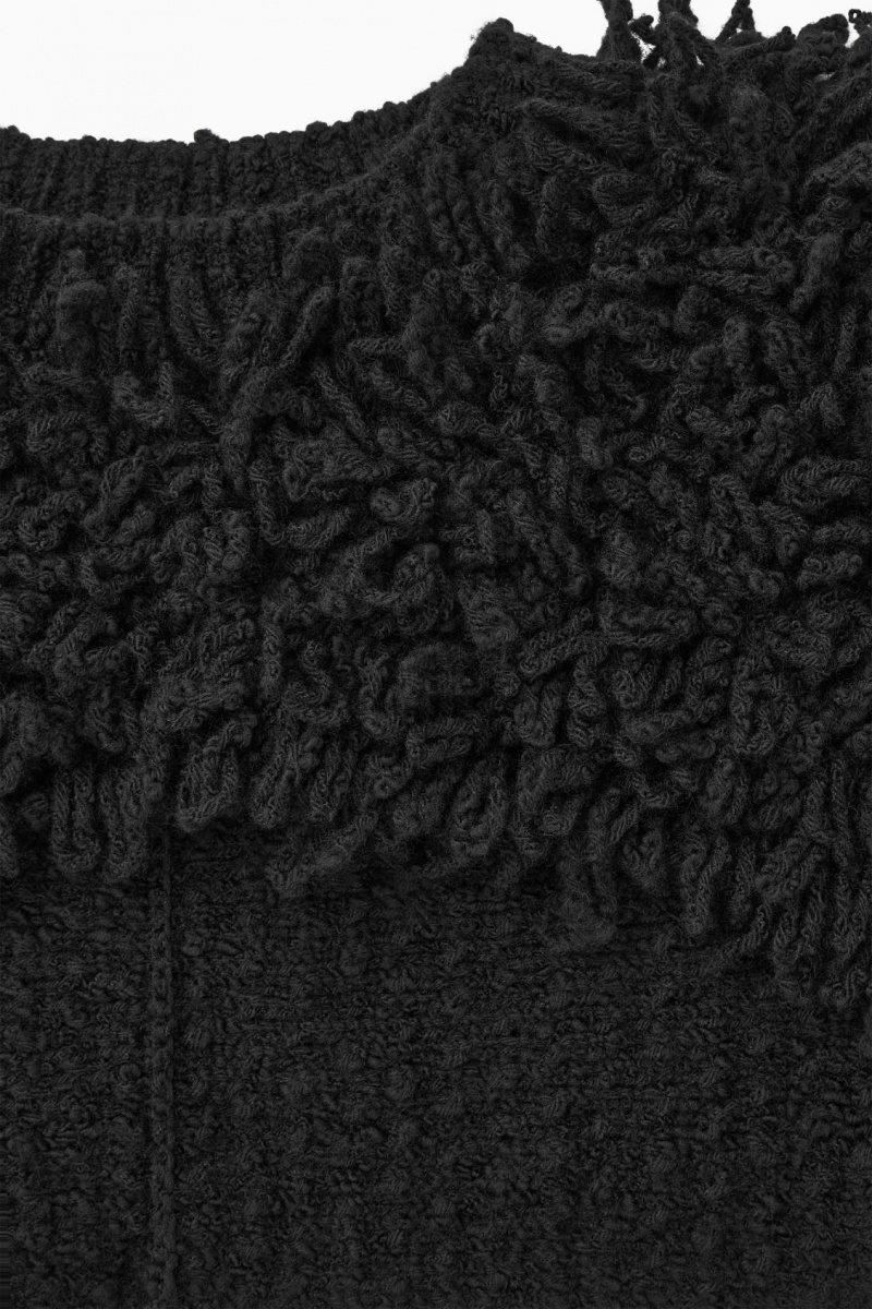 Dámské Svetry COS Cropped Loop-Knit Vlna Hybridní Černé | ZHDB-70583