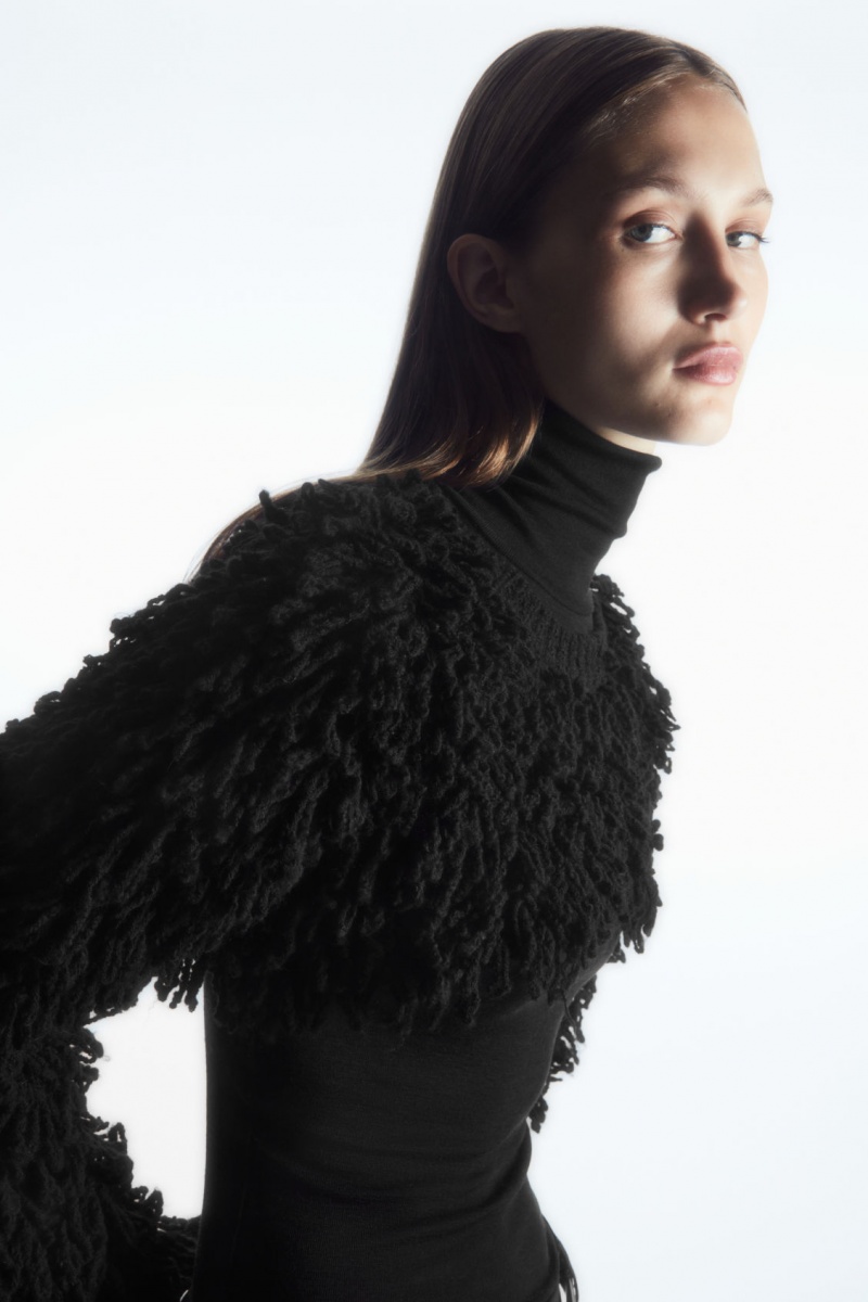 Dámské Svetry COS Cropped Loop-Knit Vlna Hybridní Černé | ZHDB-70583