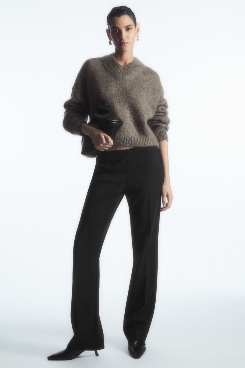 Dámské Svetry COS Cropped V-Neck Mohair Světle Hnědé | BMXP-16347