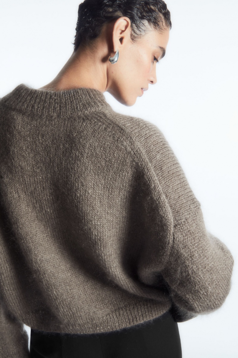 Dámské Svetry COS Cropped V-Neck Mohair Světle Hnědé | BMXP-16347
