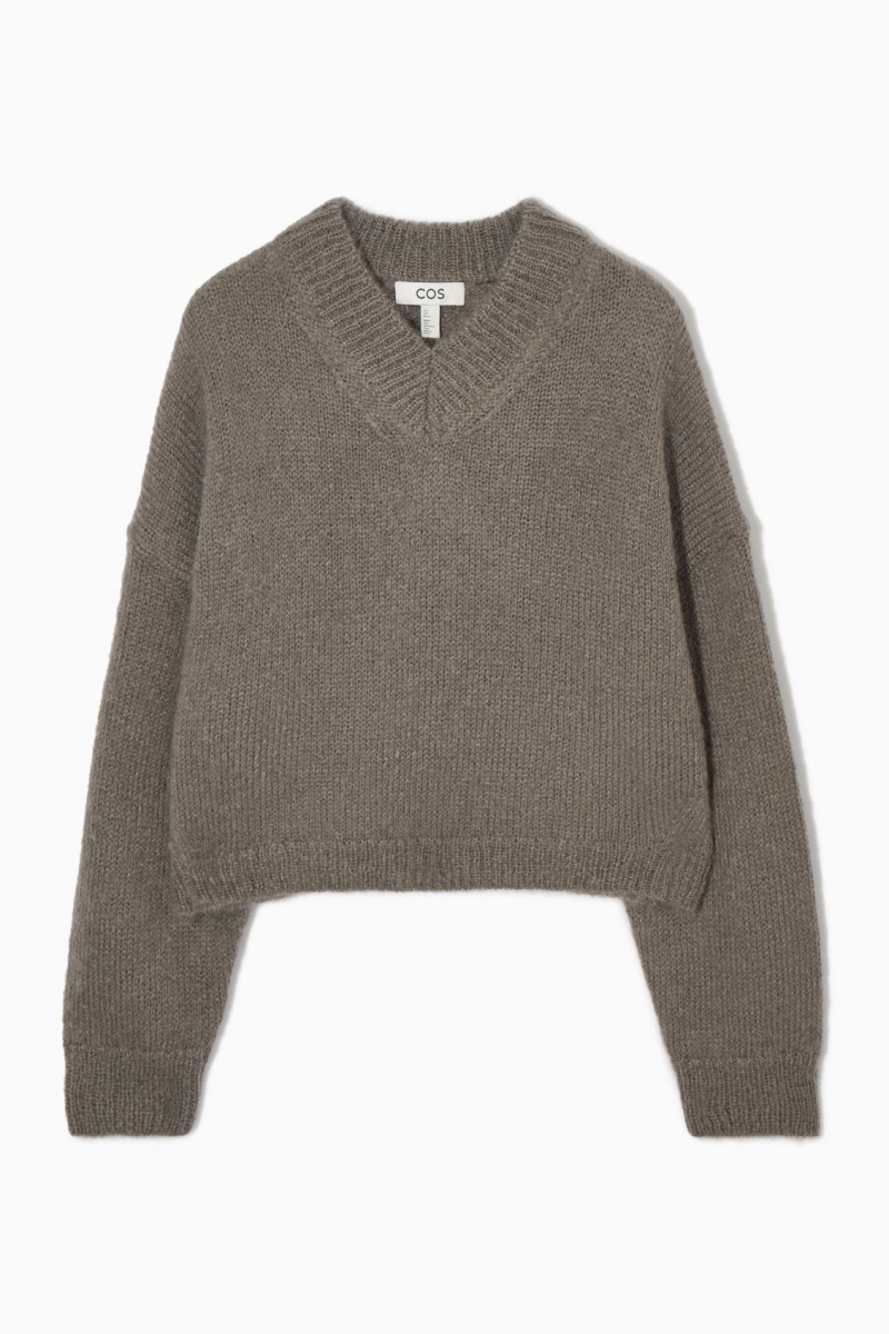 Dámské Svetry COS Cropped V-Neck Mohair Světle Hnědé | BMXP-16347