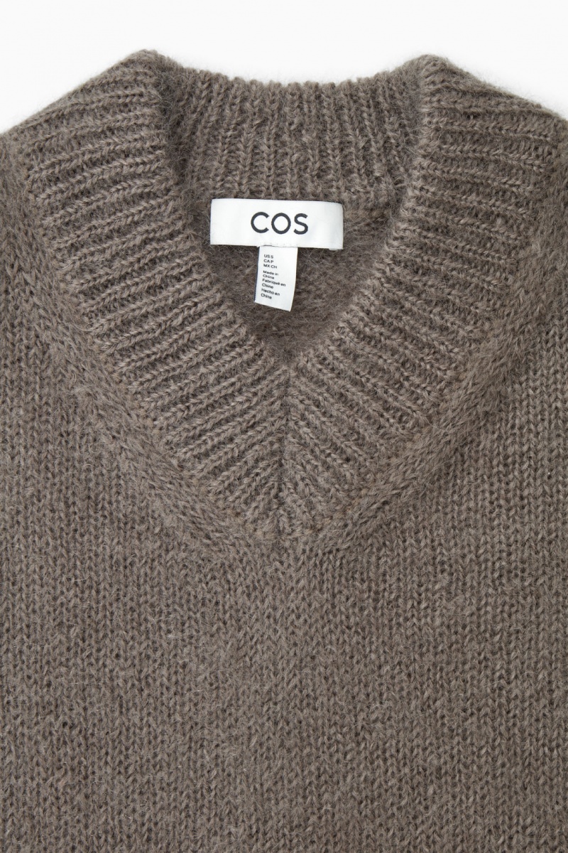 Dámské Svetry COS Cropped V-Neck Mohair Světle Hnědé | BMXP-16347