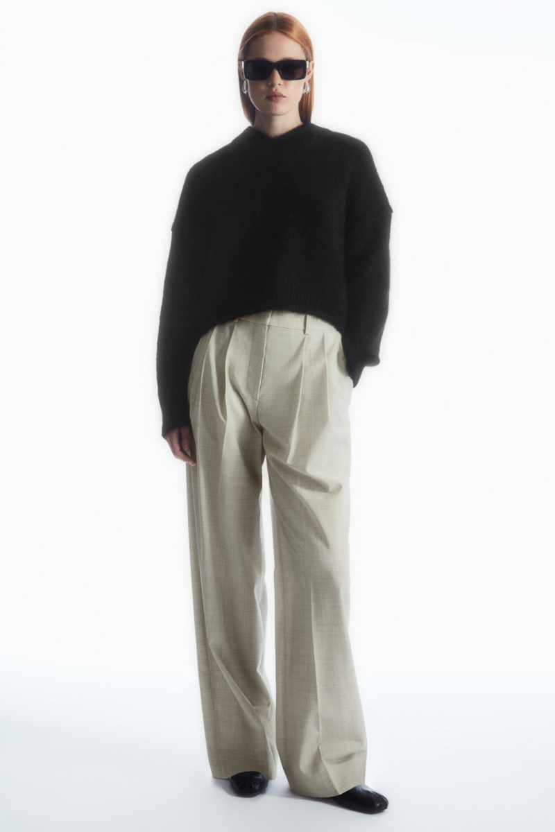 Dámské Svetry COS Cropped V-Neck Mohair Černé | GNXA-03615