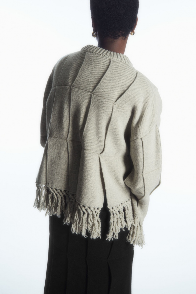 Dámské Svetry COS Fringed Paneled Vlna Světle Šedé | GEHF-45629