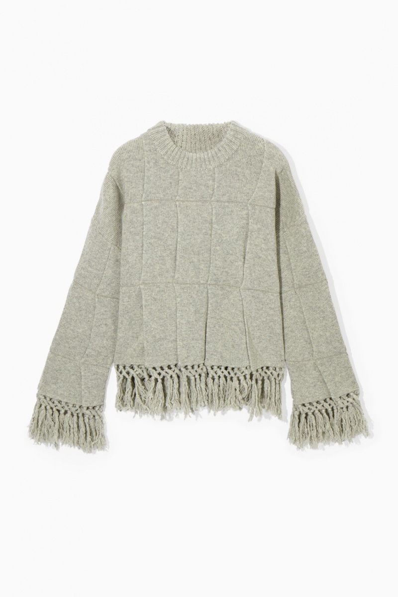 Dámské Svetry COS Fringed Paneled Vlna Světle Šedé | GEHF-45629
