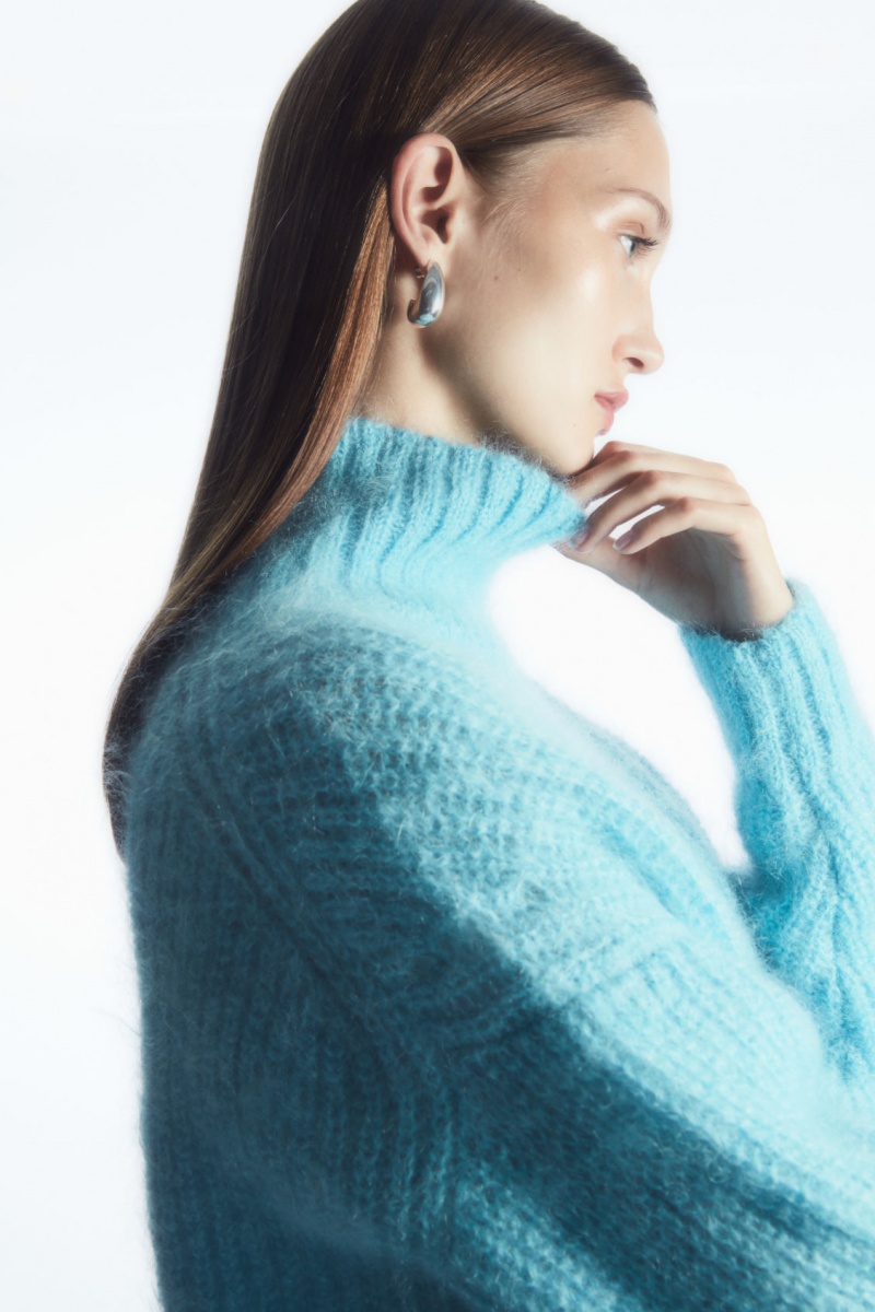 Dámské Svetry COS Funnel-Neck Mohair Tunic Světle Tyrkysové | XEMP-82063