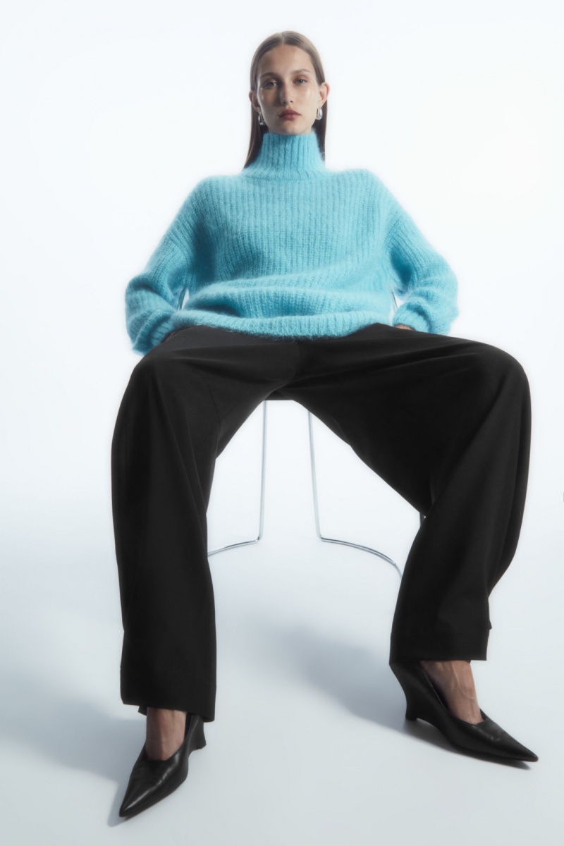 Dámské Svetry COS Funnel-Neck Mohair Tunic Světle Tyrkysové | XEMP-82063