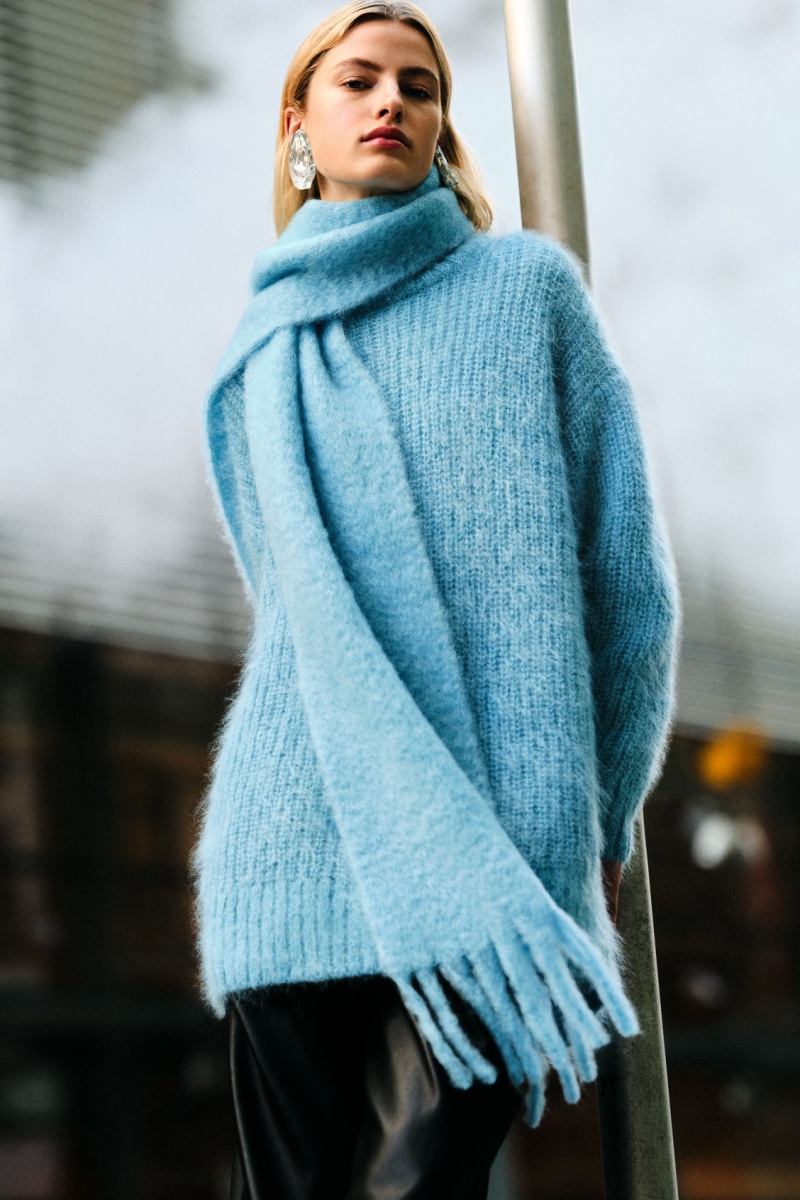 Dámské Svetry COS Funnel-Neck Mohair Tunic Světle Tyrkysové | XEMP-82063
