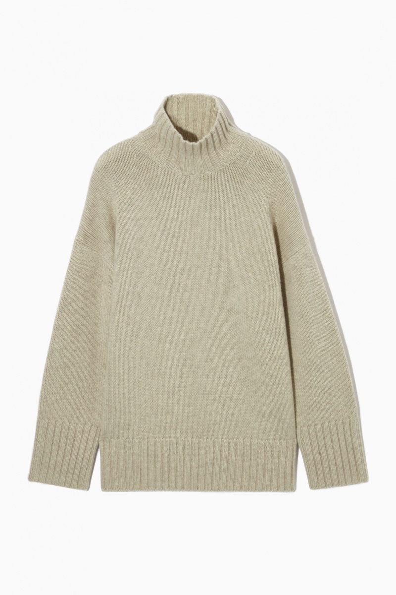 Dámské Svetry COS Funnel-Neck Pure Cashmere Krém | BFDJ-31472