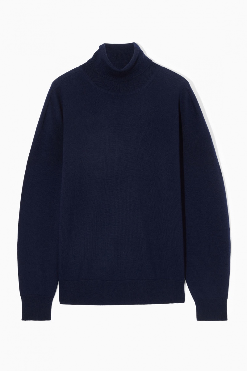 Dámské Svetry COS Merino Vlna Roll-Neck Tmavě Blankyt | VAYR-26048