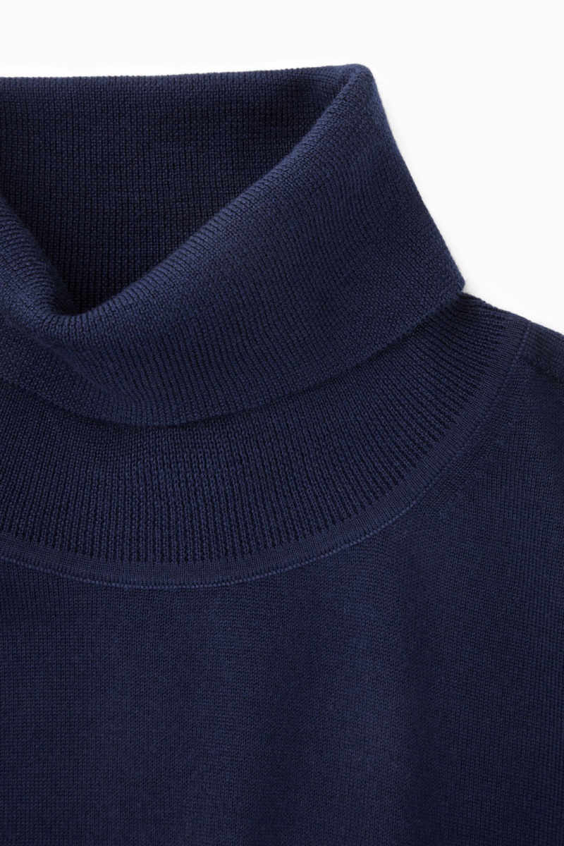 Dámské Svetry COS Merino Vlna Roll-Neck Tmavě Blankyt | VAYR-26048
