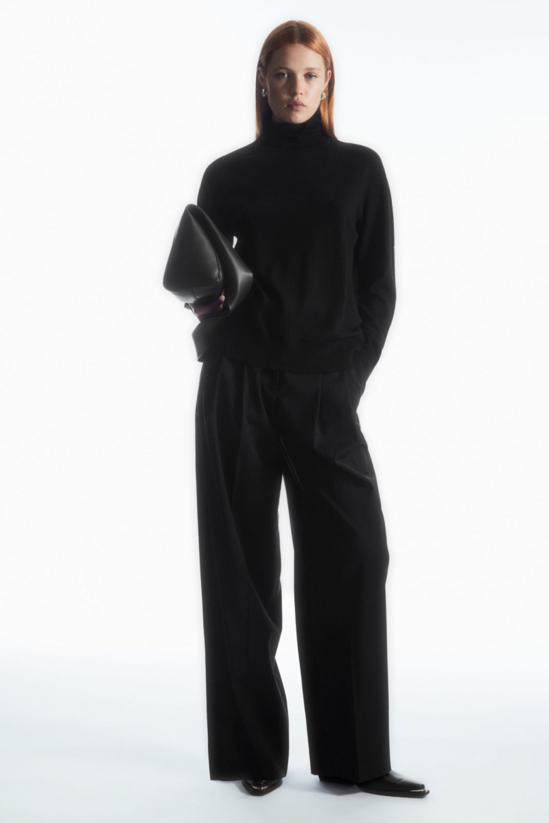 Dámské Svetry COS Merino Vlna Roll-Neck Černé | XQBT-68239