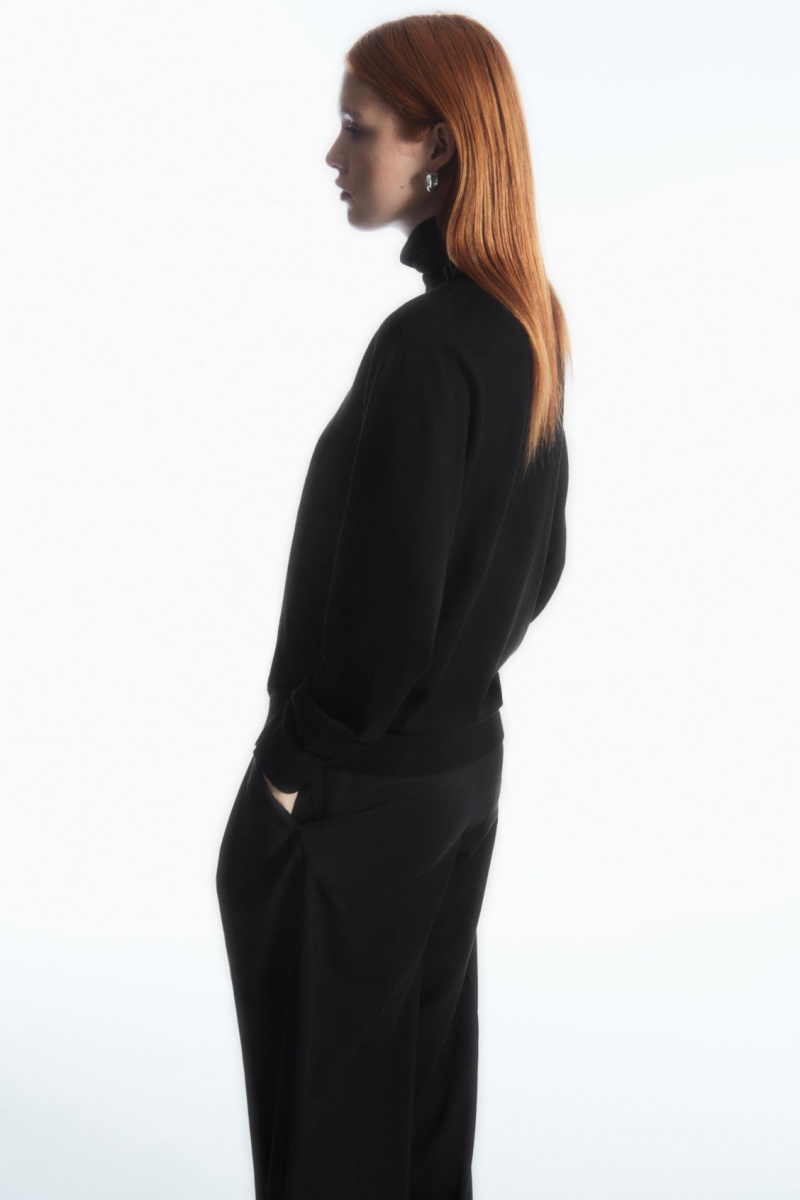 Dámské Svetry COS Merino Vlna Roll-Neck Černé | XQBT-68239