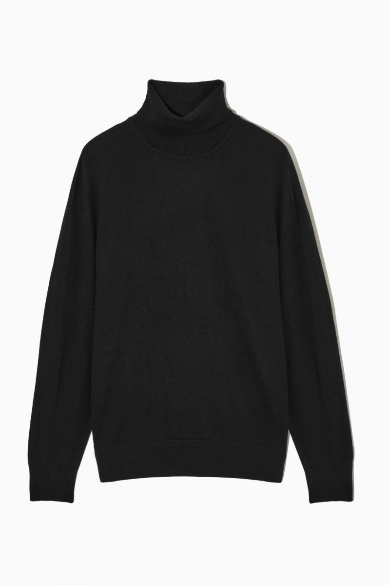Dámské Svetry COS Merino Vlna Roll-Neck Černé | XQBT-68239