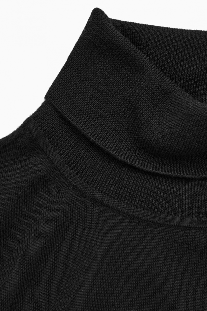 Dámské Svetry COS Merino Vlna Roll-Neck Černé | XQBT-68239