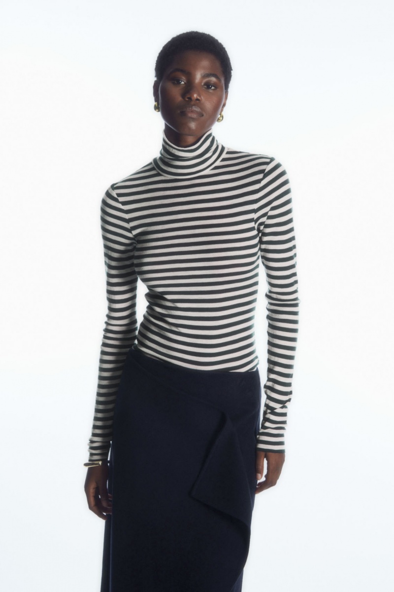 Dámské Svetry COS Merino Vlna Turtleneck Top Tmavě Blankyt Bílé | KNSC-80179