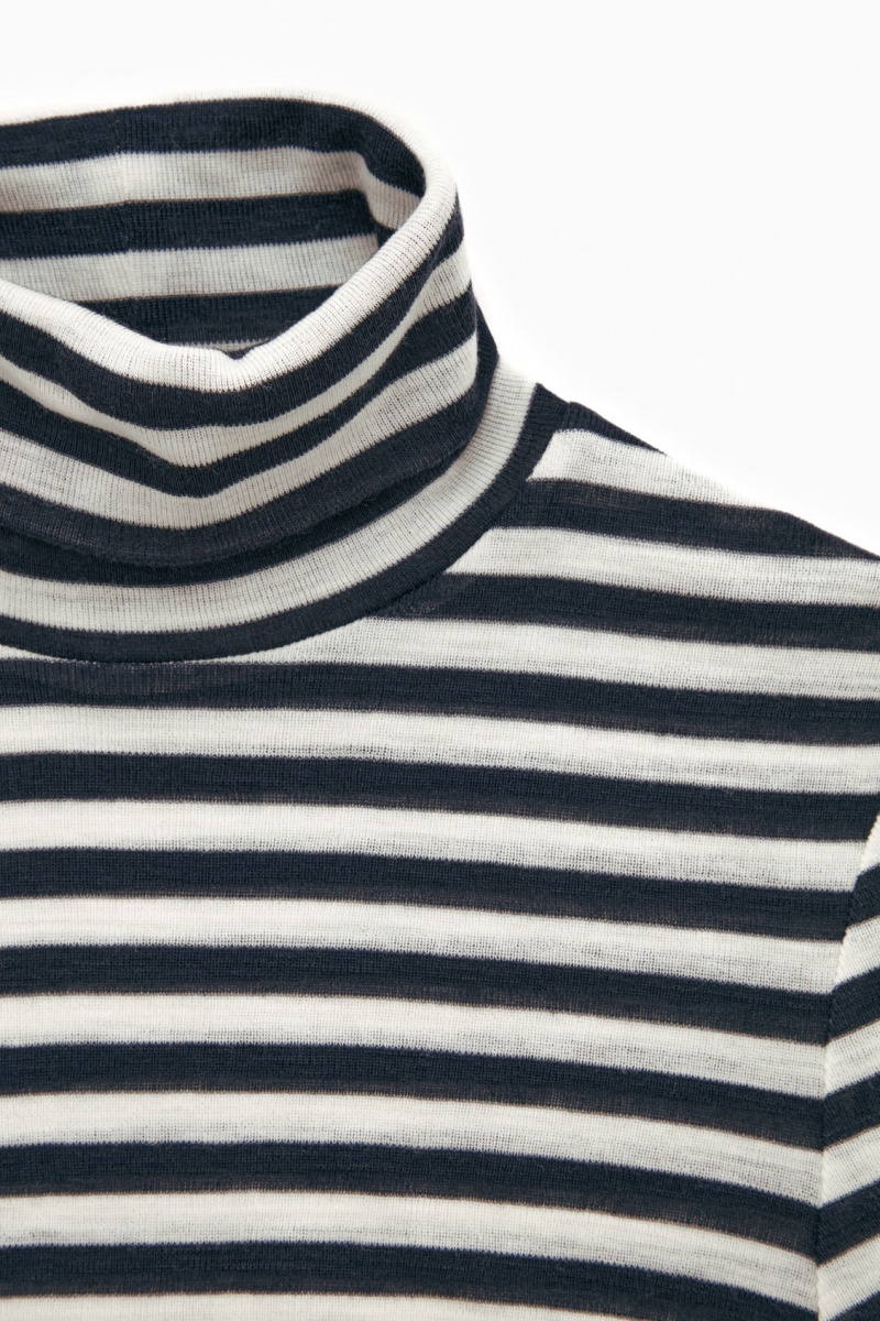 Dámské Svetry COS Merino Vlna Turtleneck Top Tmavě Blankyt Bílé | KNSC-80179