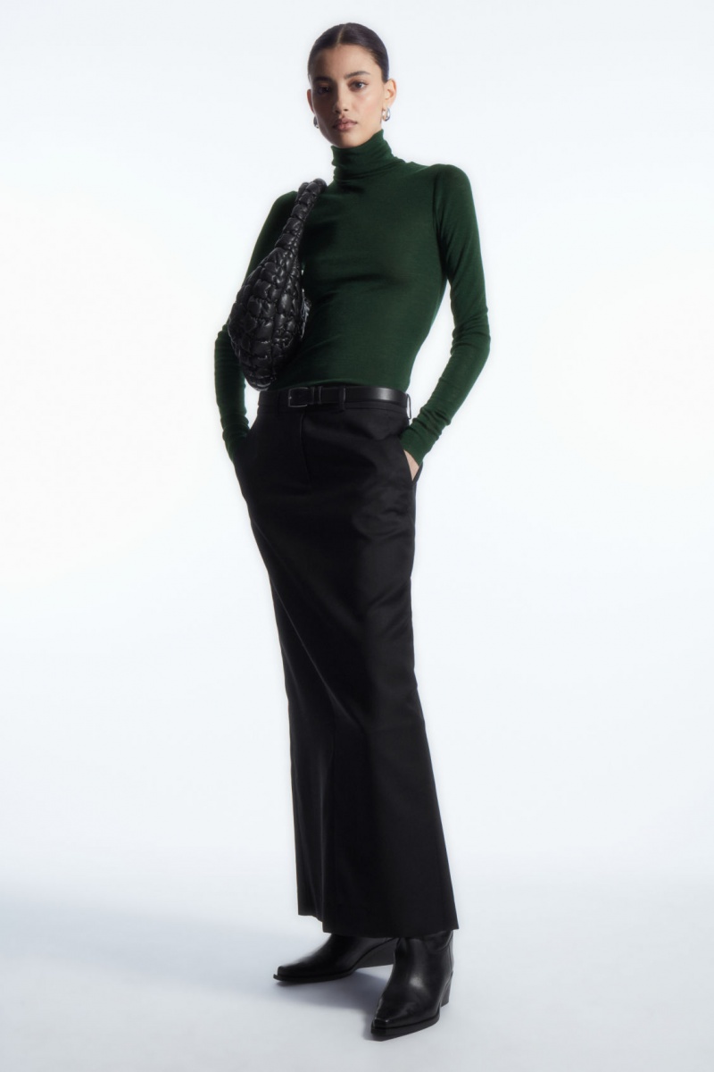 Dámské Svetry COS Merino Vlna Turtleneck Top Tmavě Zelene | PQML-70241