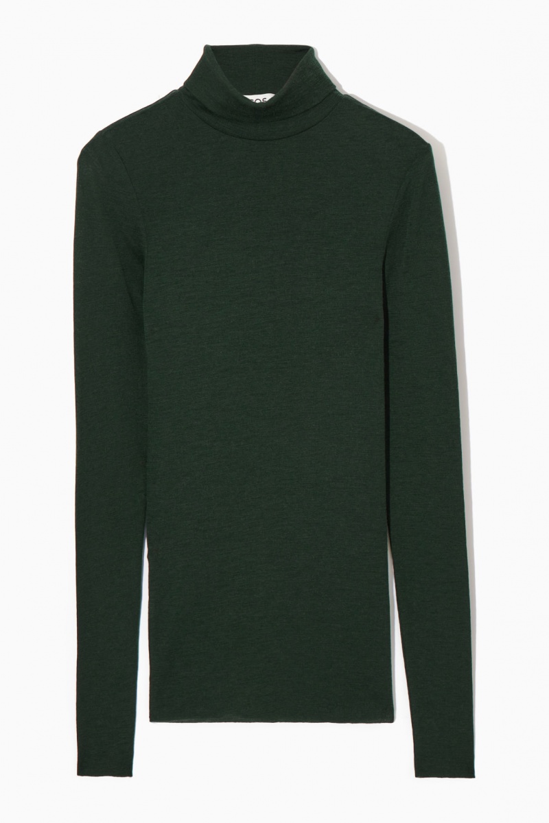 Dámské Svetry COS Merino Vlna Turtleneck Top Tmavě Zelene | PQML-70241