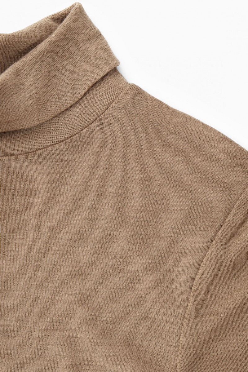 Dámské Svetry COS Merino Vlna Turtleneck Top Tmavě Béžový | MUPT-93852