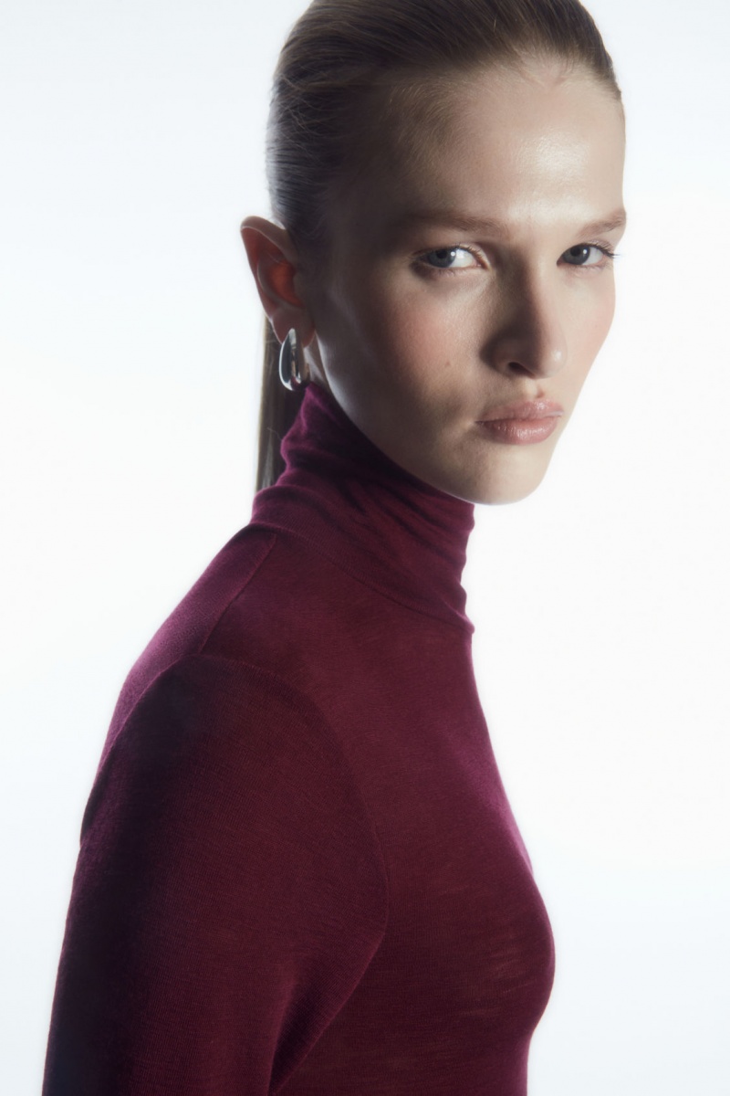 Dámské Svetry COS Merino Vlna Turtleneck Top Vínové | GFRS-17923