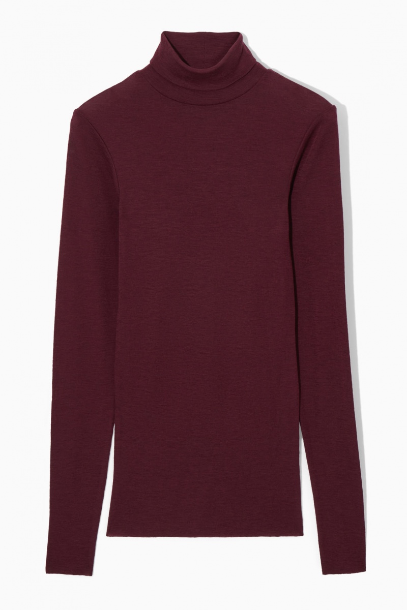 Dámské Svetry COS Merino Vlna Turtleneck Top Vínové | GFRS-17923