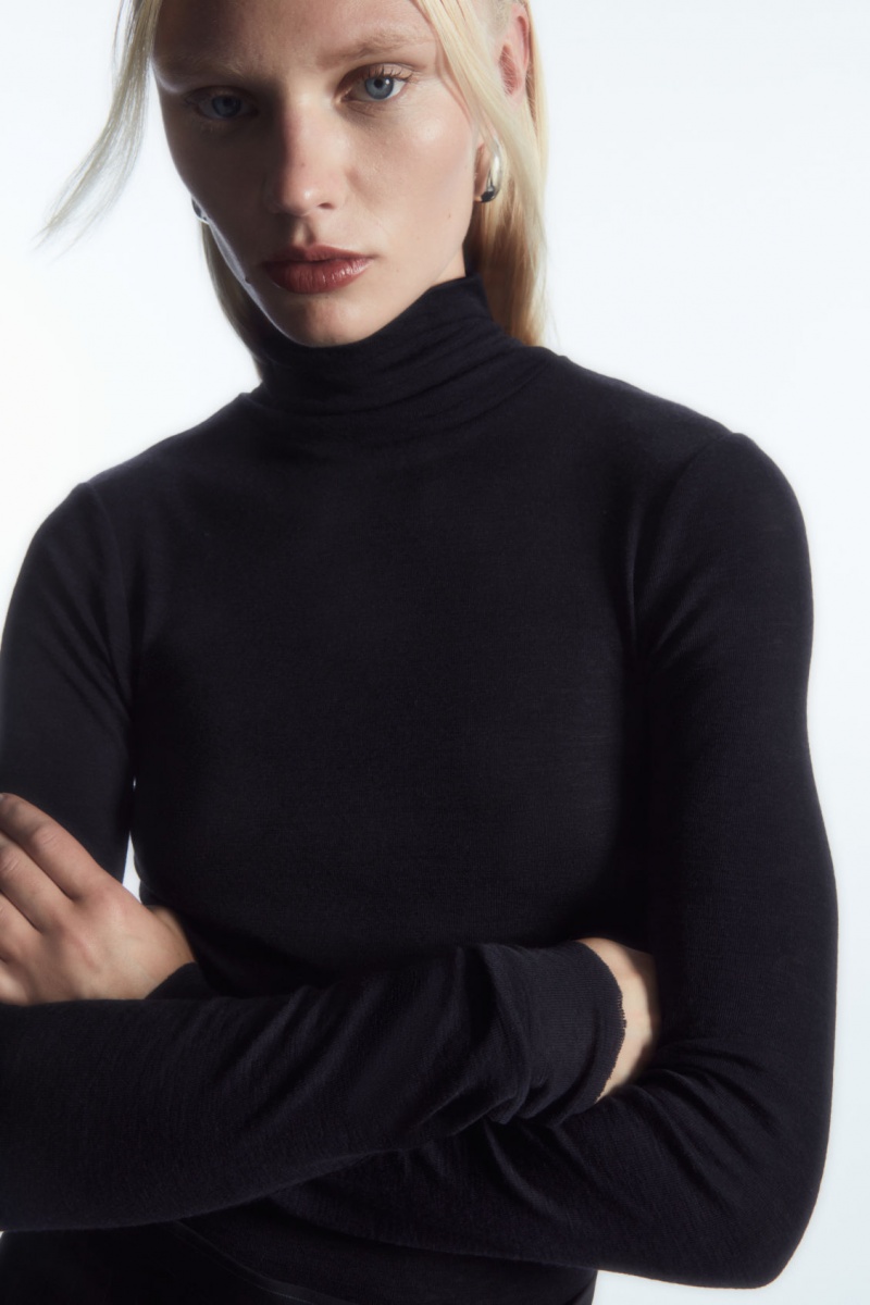 Dámské Svetry COS Merino Vlna Turtleneck Top Tmavě Blankyt | NLJU-52960