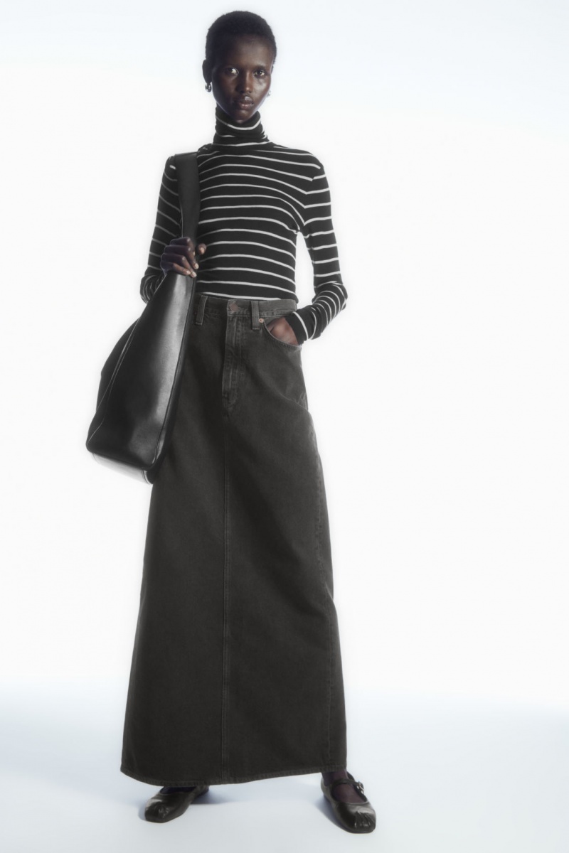 Dámské Svetry COS Merino Vlna Turtleneck Top Černé Bílé | SHQG-89126