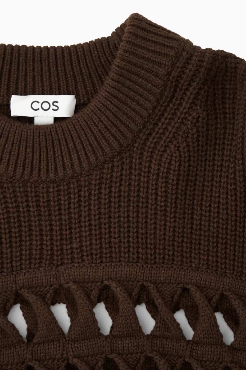 Dámské Svetry COS Open-Knit Vlna Tmavě Hnědé | AOPE-74280