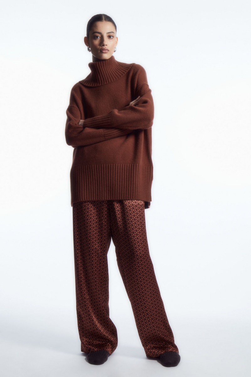 Dámské Svetry COS Oversized Pure Cashmere Roll-Neck Červené | KQFH-81596