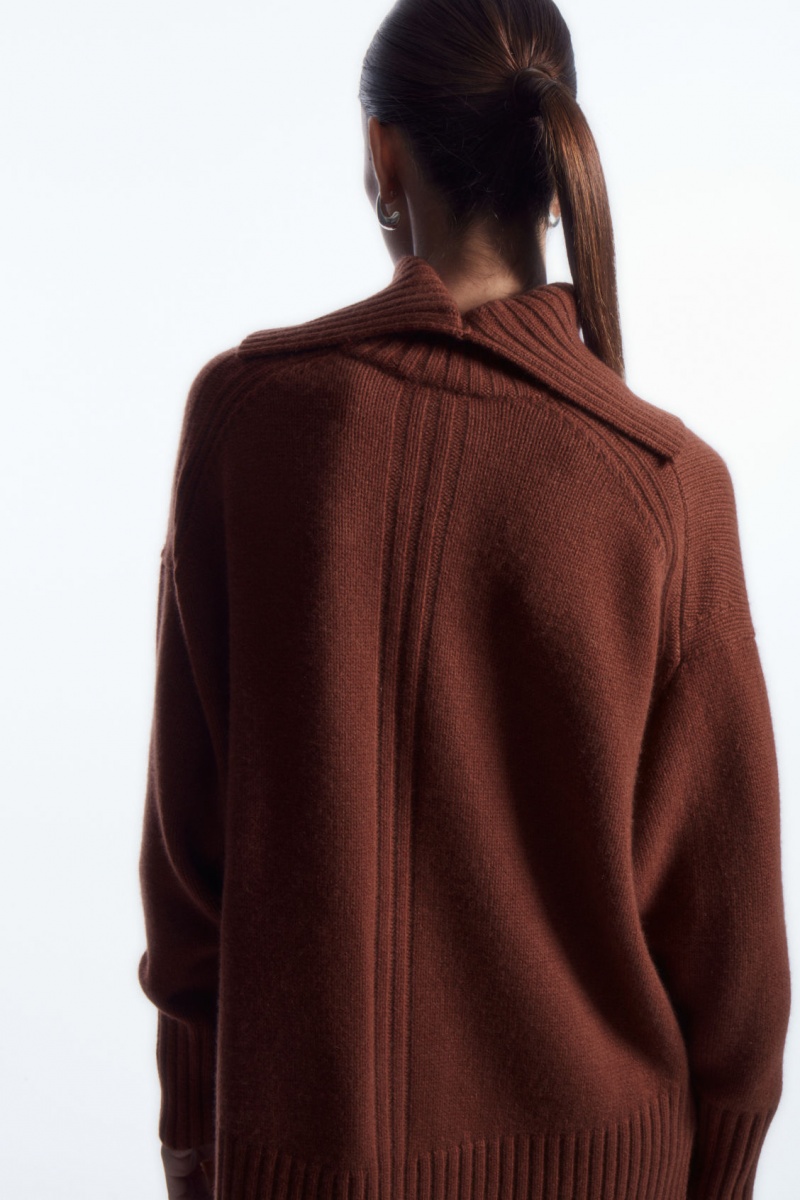 Dámské Svetry COS Oversized Pure Cashmere Roll-Neck Červené | KQFH-81596