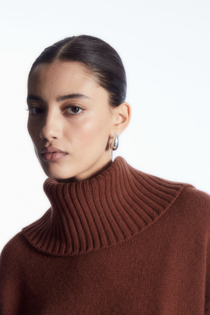 Dámské Svetry COS Oversized Pure Cashmere Roll-Neck Červené | KQFH-81596