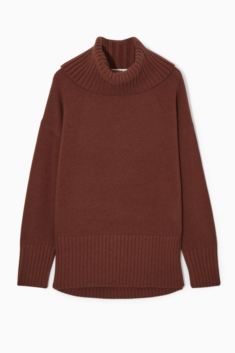 Dámské Svetry COS Oversized Pure Cashmere Roll-Neck Červené | KQFH-81596