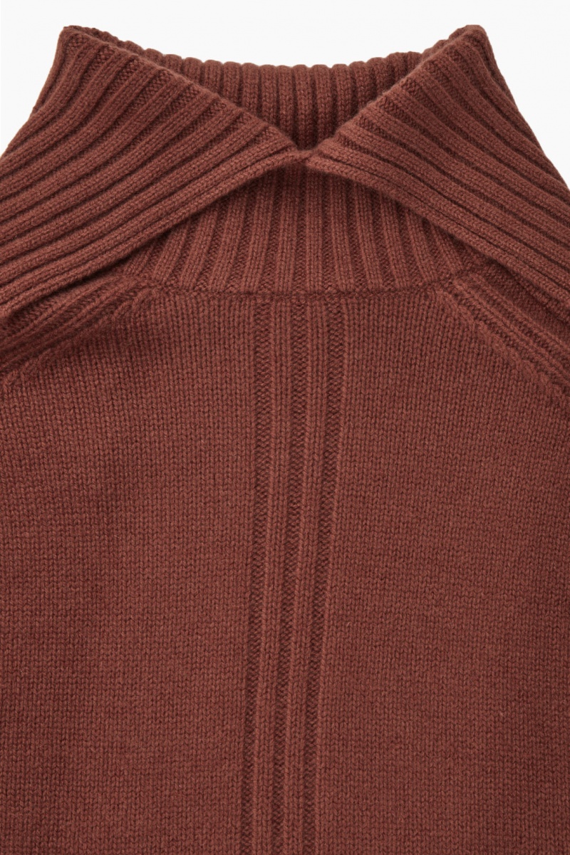 Dámské Svetry COS Oversized Pure Cashmere Roll-Neck Červené | KQFH-81596