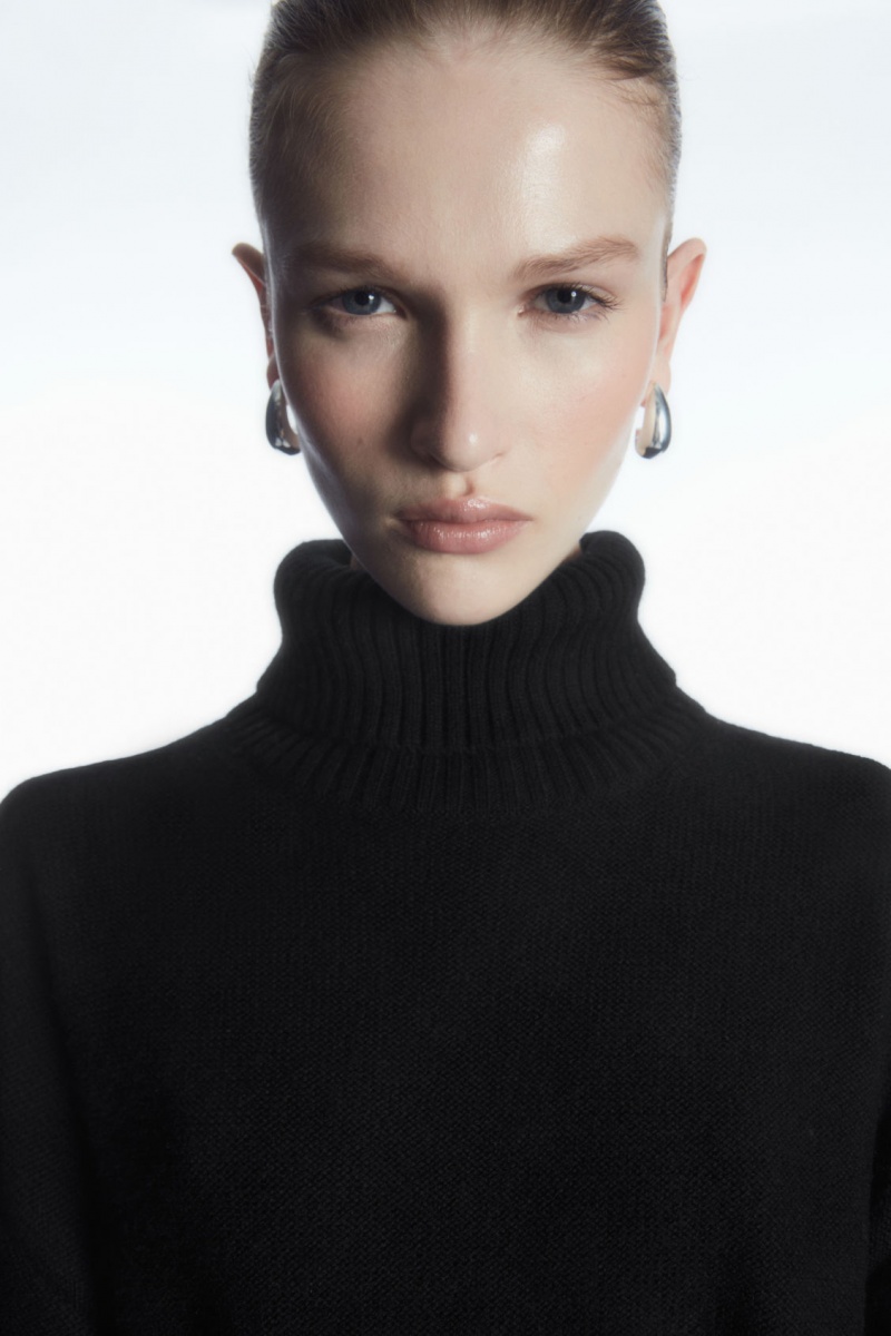 Dámské Svetry COS Oversized Vlna Roll-Neck Černé | YFAH-63092