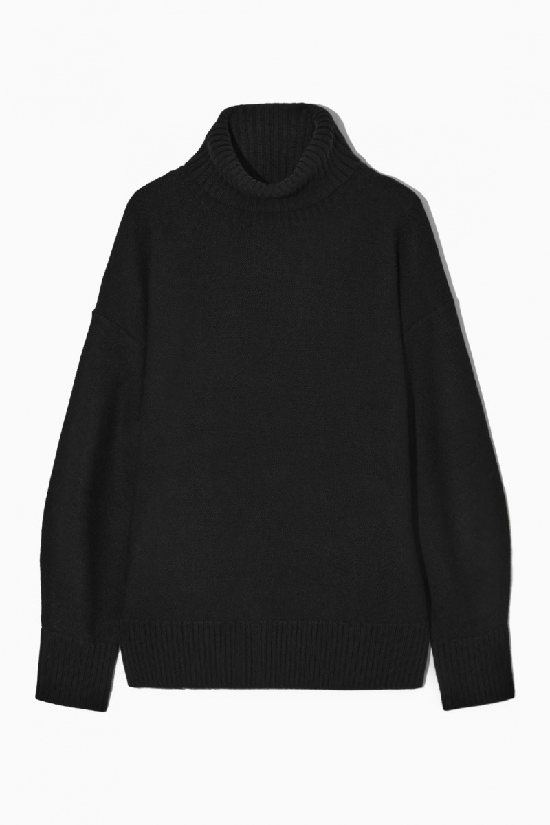 Dámské Svetry COS Oversized Vlna Roll-Neck Černé | YFAH-63092
