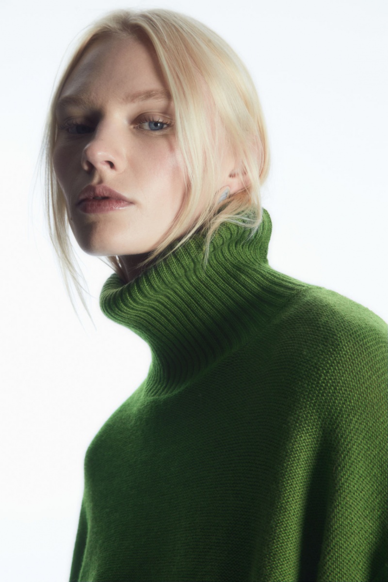 Dámské Svetry COS Oversized Vlna Roll-Neck Zelene | GTYU-31580
